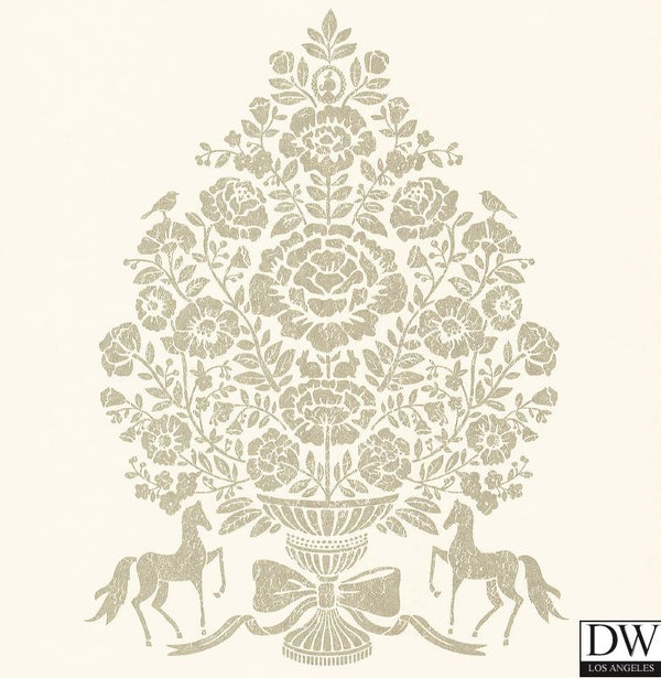 Till Cream President Damask Wallcovering