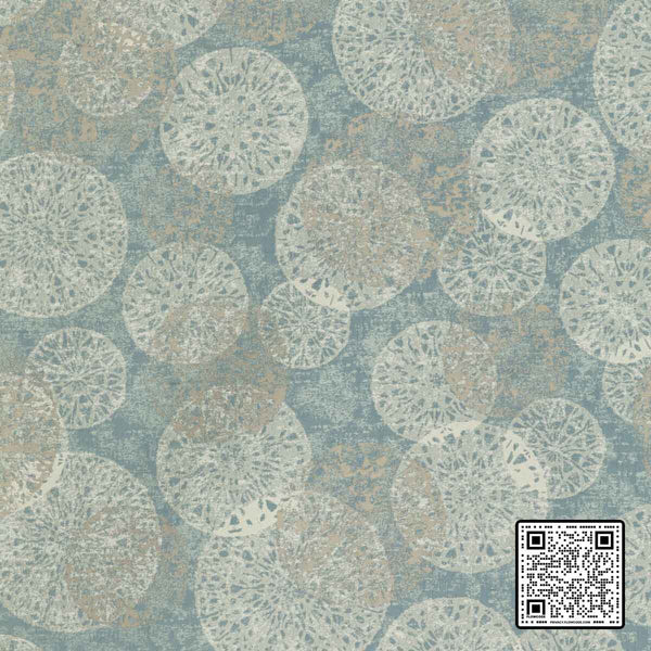  RINGSEND POLYESTER - 51%;COTTON - 49% TEAL IVORY GREEN UPHOLSTERY available exclusively at Designer Wallcoverings