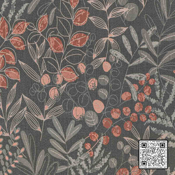  LAKESHORE POLYESTER - 82%;RECYCLED POLYESTER - 18% CHARCOAL CORAL WHITE UPHOLSTERY available exclusively at Designer Wallcoverings