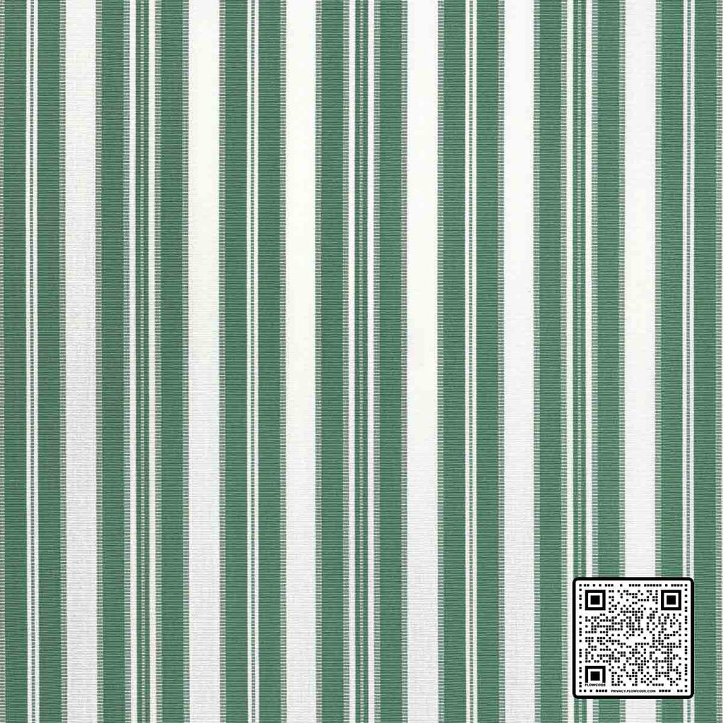  REGENCY ROW COTTON - 76%;RECYCLED POLYESTER - 24% GREEN EMERALD IVORY UPHOLSTERY available exclusively at Designer Wallcoverings