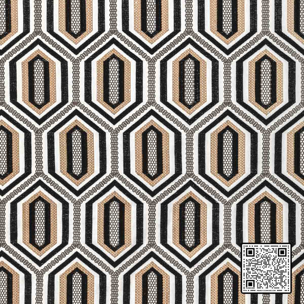  KALEIDOSCOPE EMB POLYESTER - 44%;LINEN - 29%;COTTON - 27% BEIGE BLACK BLACK MULTIPURPOSE available exclusively at Designer Wallcoverings