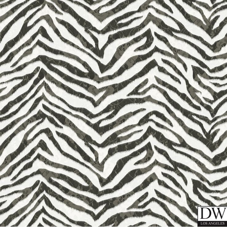 Mia Black Faux Zebra Stripes Wallpaper Wallpaper