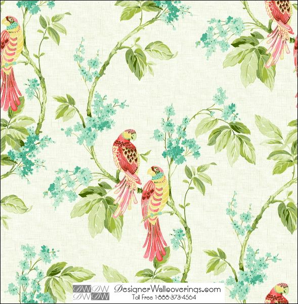 Bridgeport Flower Leaf Parrot Wallpaper