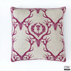 Deer Damask Cushion - Claret Red