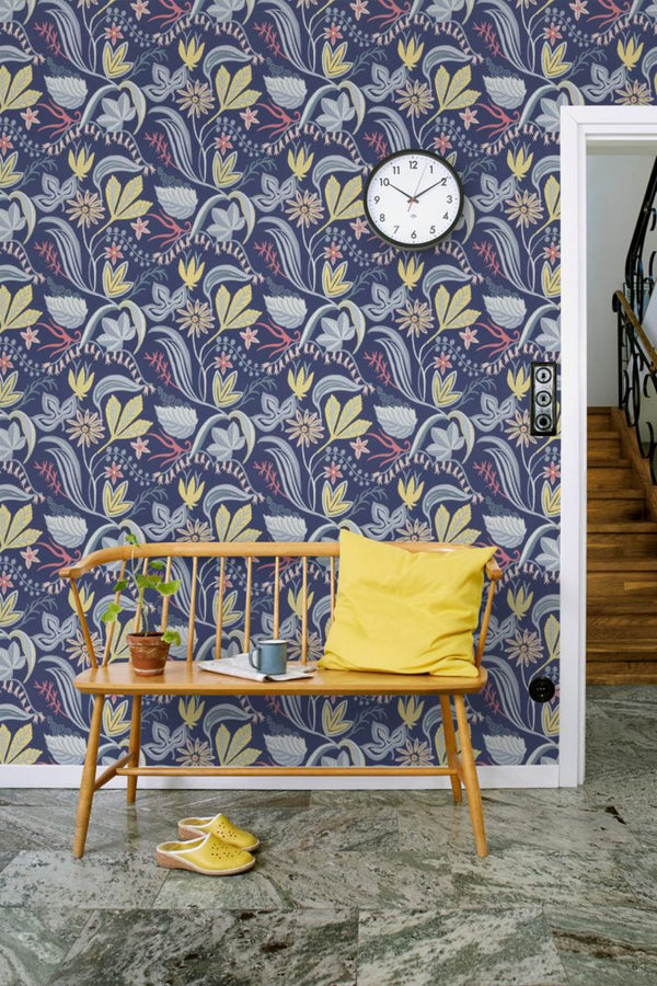 Saro dark blue Wallcovering | Sandberg
