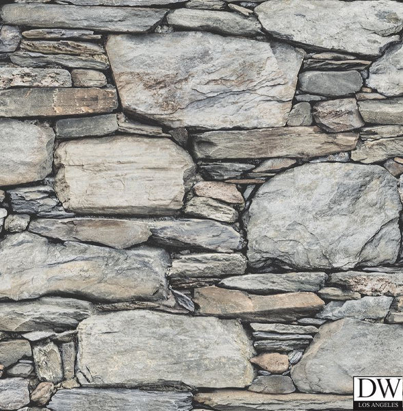 Stone Wall Grey Historic Wallpaper