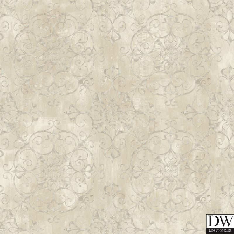 Aubrey Beige Crystal Medallion Texture Wallpaper