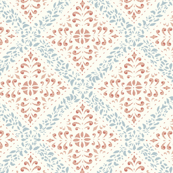 Nyborg - Blue and Red Wallcovering | Schumacher