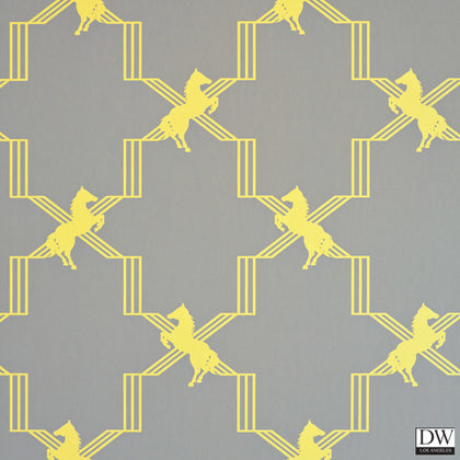 Horse Trellis - Acid Grey - Wallcovering