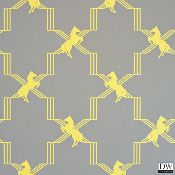Horse Trellis - Acid Grey - Wallcovering