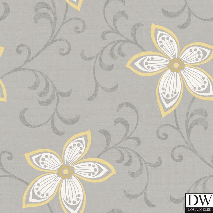 Khloe Blue Girly Floral Scroll Wallpaper Wallpaper