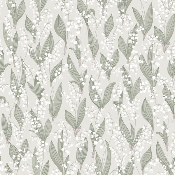Liljekonvalj spring green sample Wallcovering | Sandberg