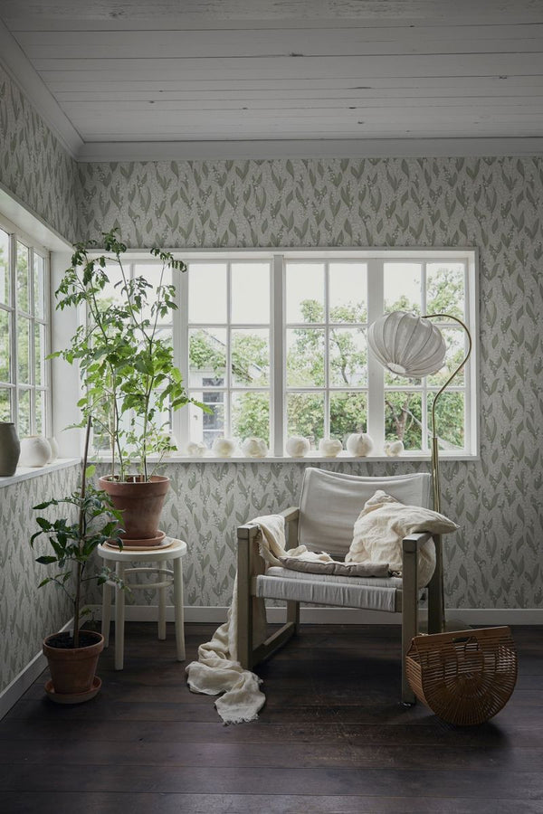 Liljekonvalj - Spring Green Wallcovering | Sandberg