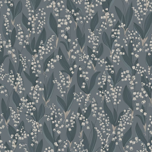 Liljekonvalj indigo blue sample Wallcovering | Sandberg