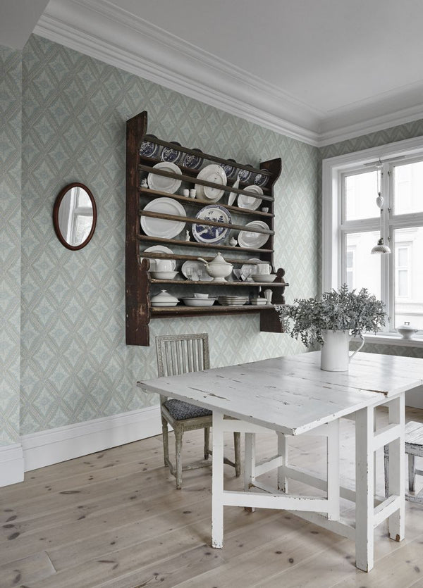 Ludvig turquoise Wallcovering | Sandberg