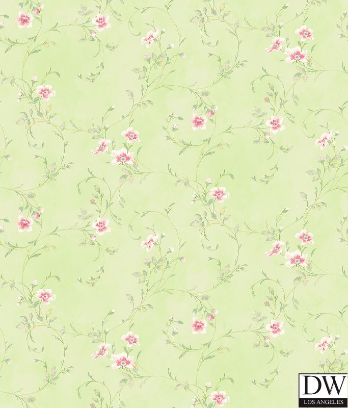 Capri Mint Floral Scroll Wallpaper