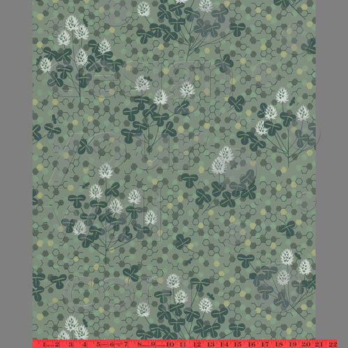 Classic 1940's Retro Clover Leaf Floral wallcovering