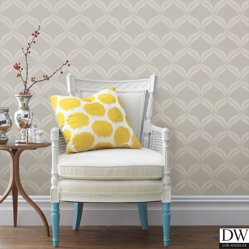 Petals Taupe Ogee Wallpaper