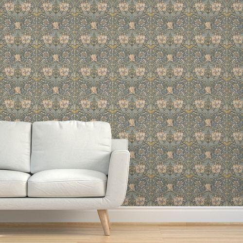 Saint James Growing Damask  Durable Vinyl Wallpaper