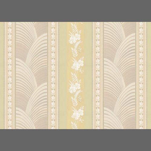 1930's Art Deco light green and light yellow floral stripes