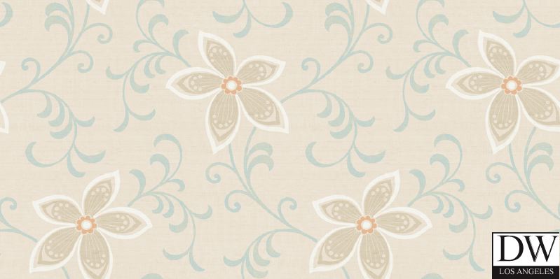 Khloe Orange Girly Floral Scroll Wallpaper Wallpaper