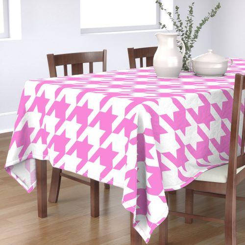 Helen's Houndstooth Check White Rectangular Table Cloth 