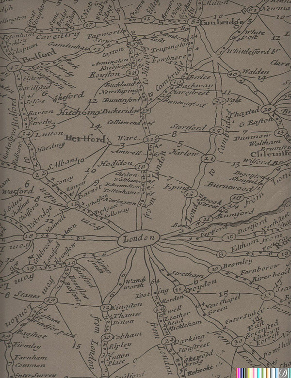 London Calling - Map Wallcovering - Coffee Brown | Designer Wallcoverings