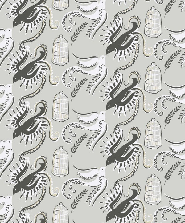 Fredsfaglar grey Sample Wallcovering | Sandberg