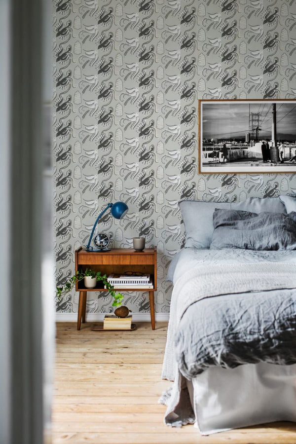 Fredsfaglar grey Wallcovering | Sandberg