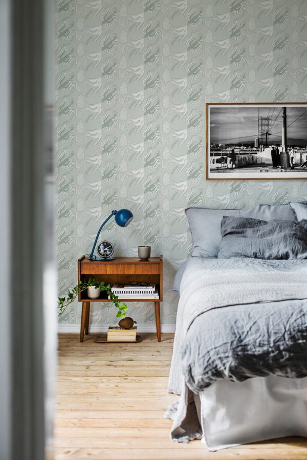 Fredsfaglar green Wallcovering | Sandberg