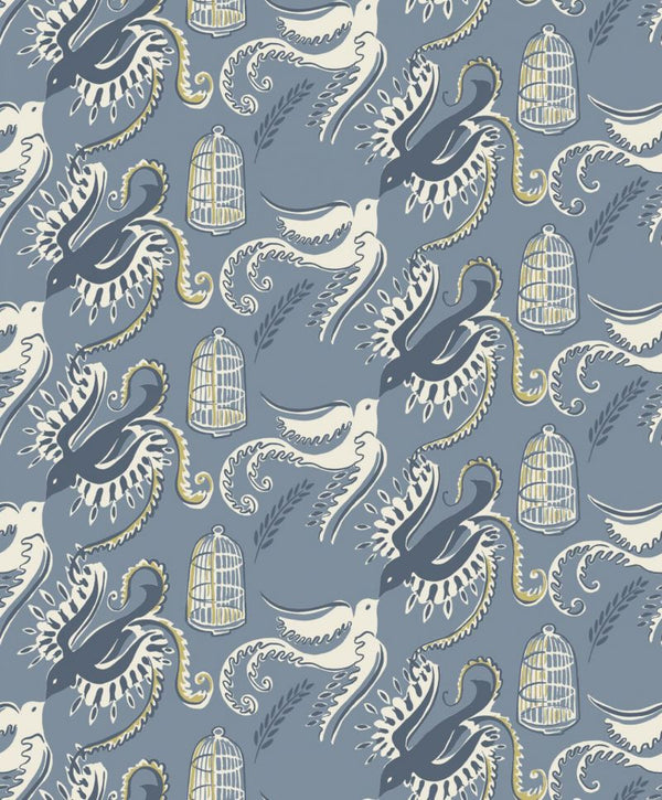 Fredsfaglar blue Sample Wallcovering | Sandberg