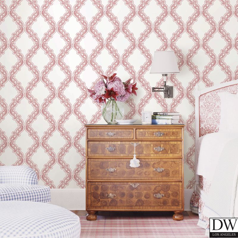 Harmony Coral Ogee Wallpaper