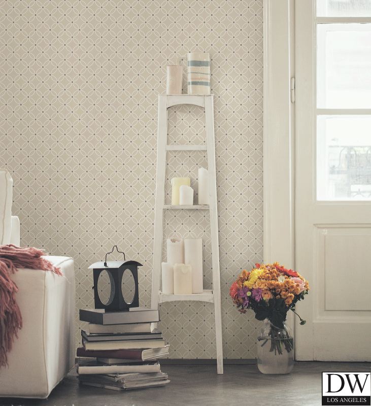 Kinetic Beige Geometric Floral Wallpaper