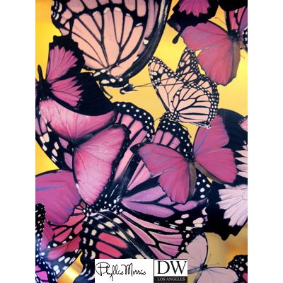 Chanteuse Big Butterflies - Pink on Gold