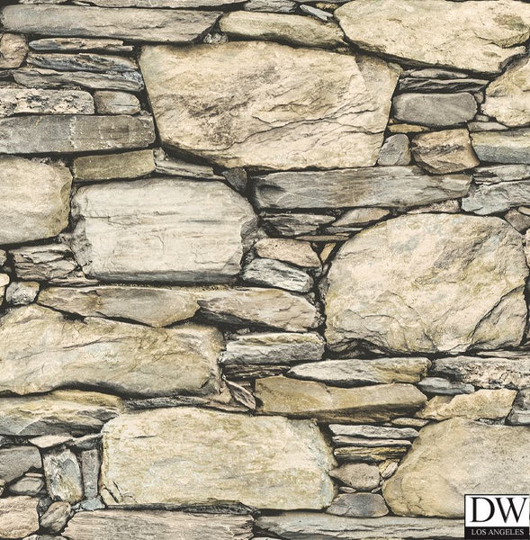 Stone Wall Wheat Historic Wallpaper
