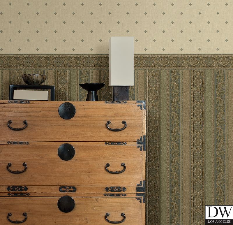 Emerson Blue Paisley Stripe Wallpaper