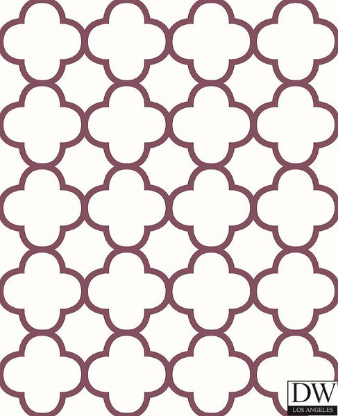 Origin Burgundy Quatrefoil Wallpaper