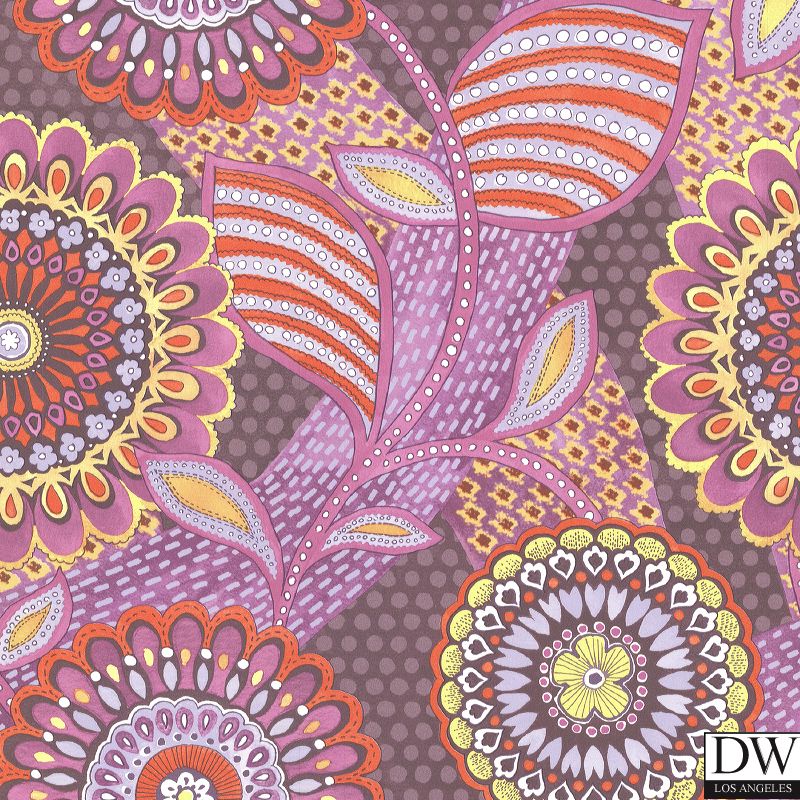 Catalunya Red Kaleidoscope Floral Wallpaper
