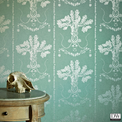 Lucky Charms - Graphite on Denuim Blue - Wallcovering