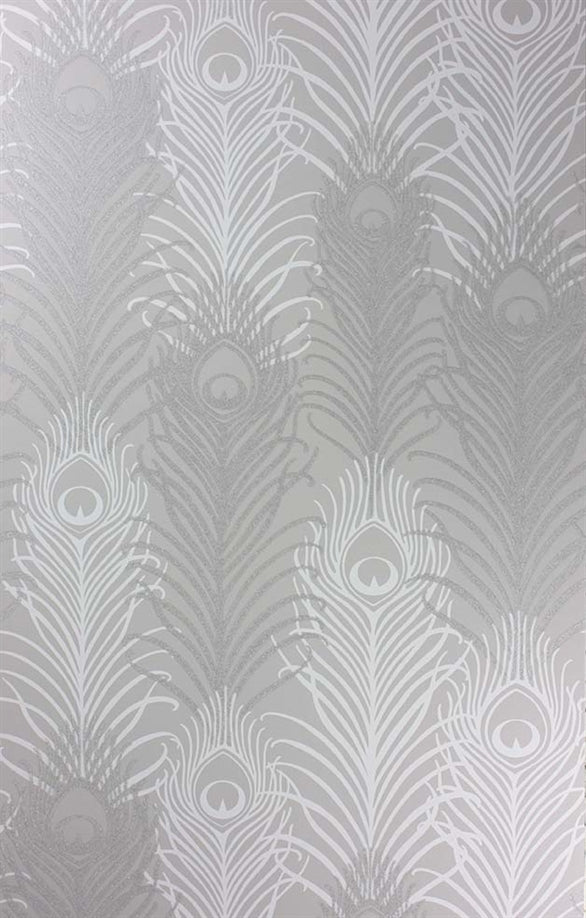 Pippy's Peacock Wallcovering - Silver