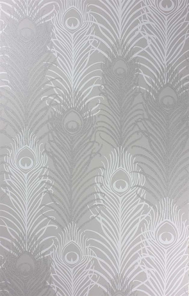 Pippy's Peacock Wallpaper - Silver