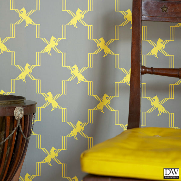 Horse Trellis - Acid Grey - Wallcovering