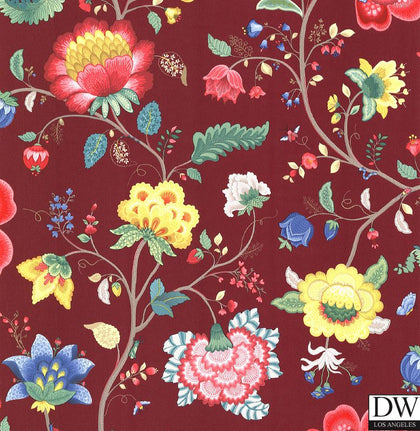 Epona Burgundy Floral Fantasy Wallcovering