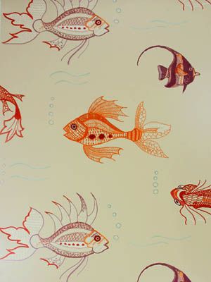 Aquarium Fish Tank - beige, white, orange, red