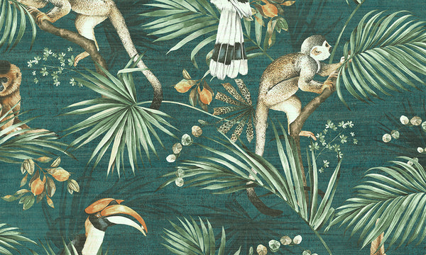 Sumatra Jungle - Teal Wallcovering | Arte International