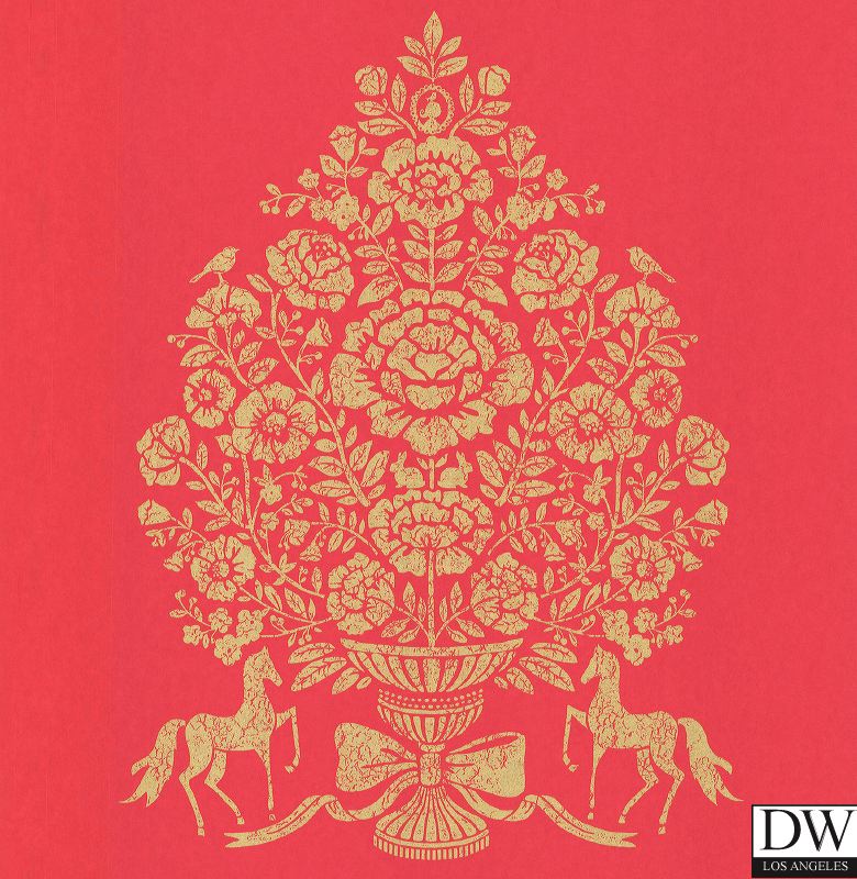 Till Red President Damask Wallpaper