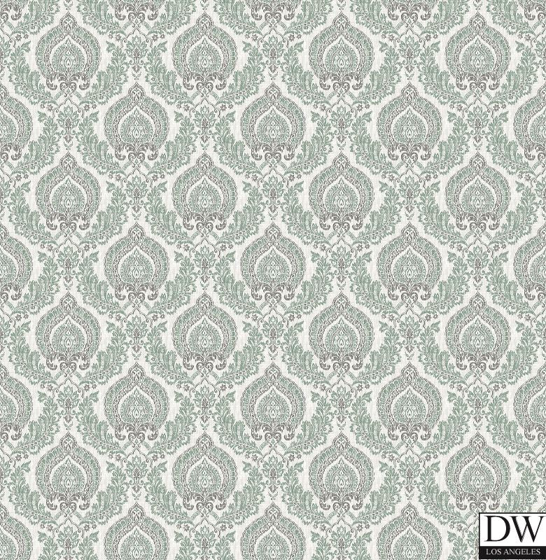 Olivia, Lulu Dark Green Damask Wallpaper - Bed Bath & Beyond - 31974895