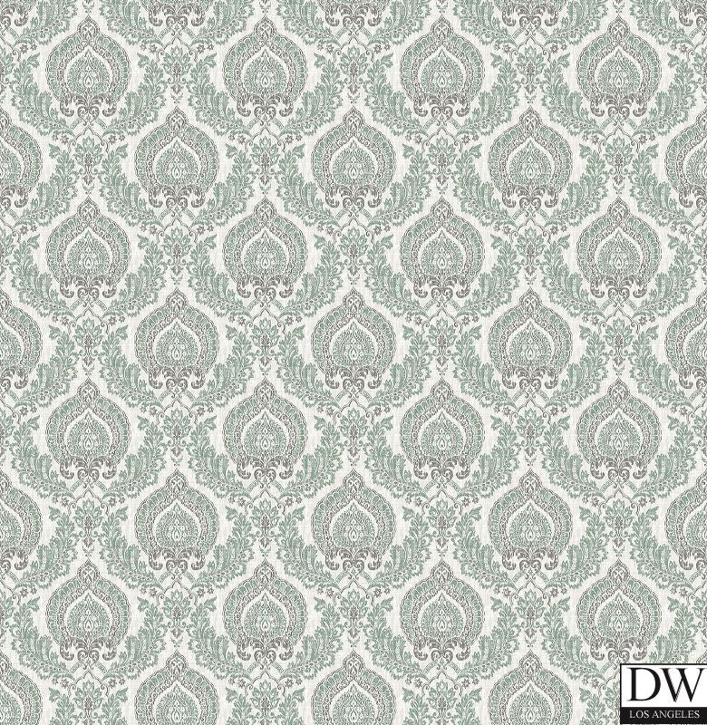 Lulu Dark Green Damask Wallpaper