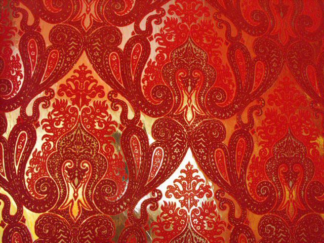 Morrocan Flocked Velvet Wallpaper - Red / Burgundy – Designer Wallcoverings  and Fabrics