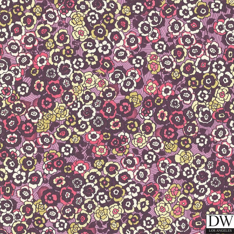 Lantana Orchid Bohemian Floral Wallpaper